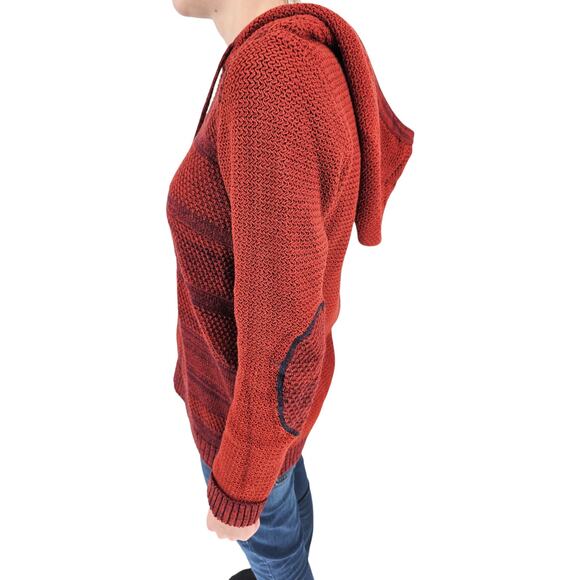 Natural Reflections Womens Sz S 100% Cotton Knit Hoodie Red Striped - Picture 4 of 7